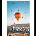 19x25 Picture Frame with 16x22 Mat, Display Photo 16x22 with Mat or 19 x 25 Without Mat, Wall Hanging Large 19 by 25 Poster Frame with Plexiglass, Black