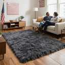 Grey Area Rugs for Bedroom Living Room, 4x6 Soft Large Fluffy Fuzzy Shag Plush Furry Grey Carpet, Soft Indoor Floor Mat for Kids Nursery Home Dorm Office Decor Aesthetic