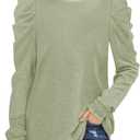 Girls Puff Sleeve Cute T Shirts Kids Fall Tops Crewneck Clothes Loose Fit 5-14Y