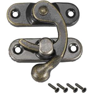 uxcell Vintage Lock Clasp Right Latch Hook Hasp 42mm x 37mm Swing Arm Latch Plated Bronze, 5 Pcs W Screws