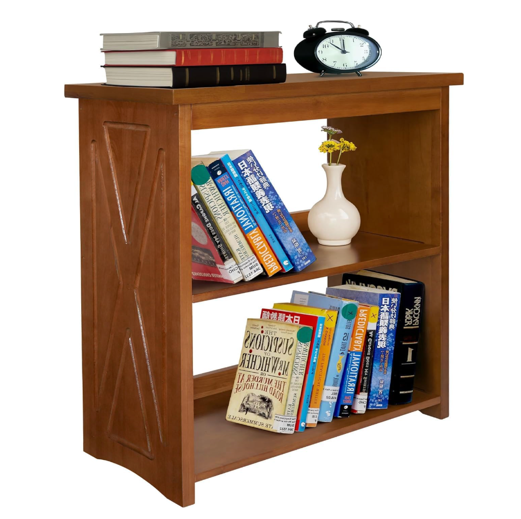 Natural Wood Bookshelf, 3 Tier Bookcase, Freestanding Display Storage Shelves Open Bookshelf for Bedroom, Living Room and Office (Brown, Open Table) (Brown, Table Open)