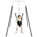 FUNLIO Baby Jumper with Stand for 6-24 Months, Toddler Jumper for Indoor/Outdoor Play, Infant for Baby Girl/Boy, with Adjustable Chain, Easy to Assemble & Store (with Stand) - Black