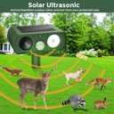  Solar Ultrasonic Animal Repellent Outdoor, Deer Repellent Devices Squirrel Cat Raccoon Rabbit Dog Deterrent, Keep Rodent Chipmunk Away Motion Detection with Flash Light for Yard Garden Lawn