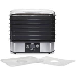 Weston Food Dehydrator Machine for Jerky, Fruit, Meat, Herbs, Vegetables, with Digital Temperature Control (100-160F), 6 Stackable Trays (7.4 sq. ft.), Black (75-0401-W)