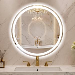 Round LED Bathroom Mirror with Lights, 30 Inch Circle Lighted Vanity Mirror