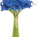 20 PCs Blue Calla Lily Artificial Flowers with Long Stem Real Touch Bouquet Silk Floral for Wedding Bridal Decoration Home Office Garden Patio Vase Table Cemetery Arrangement Decor (14")