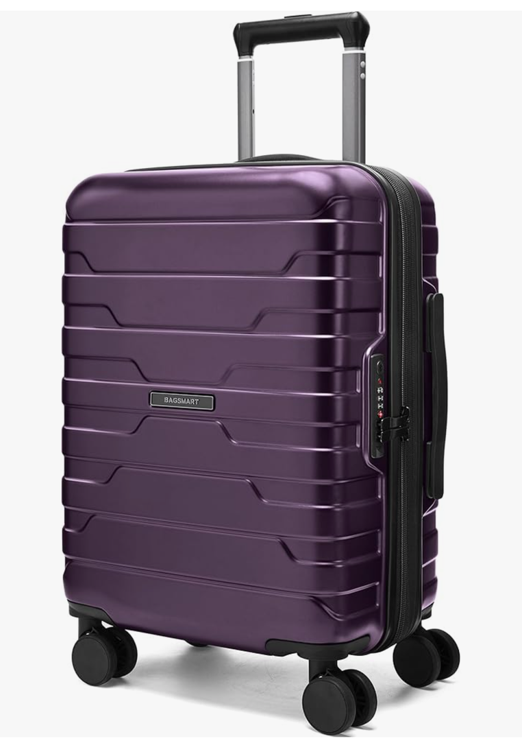 BAGSMART Carry On Luggage 22x14x9 Airline Approved with Spinner Wheels,Lightweight 20 Inch Luggage with TSA Lock,Expandable Hard Shell Carry On Suitcases for Men Women,Purple