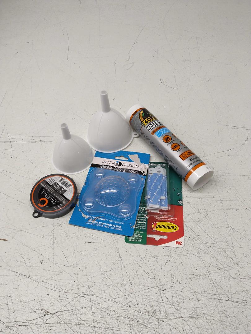 Plastic Funnels. Celsius Cold Weather Monofilament Line. Gorilla Waterproof Caulk & Seal Silicone Sealant. InterDesign Shower Guard. Command Outdoor Refill Strips