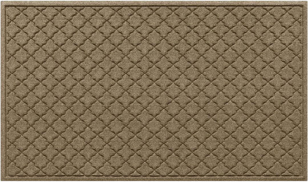 WaterHog Cordova Front Door Mat Indoor Outdoor Entrance, Absorbent All-Weather Doormat Non-Slip Rubber Backing, Dirt & Moisture Trapper, Low Profile, Easy Clean, Made in USA, 35"x59" Camel, Large 35"x59"