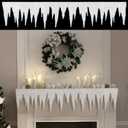 47.2 Inch Christmas Glitter Icicle Snow Fringe Decorations for Fireplace Sparkle Trim Artificial Snow Fabric for Holiday Winter Decor