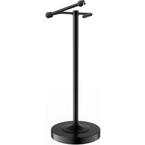 Freestanding Toilet Paper Holder Stand, 4.57 LB Weighted Base Toilet Paper Stand with Pivoting Arm, 304 Stainless Steel Floor Toilet Roll Holder No Drilling, 25.6 Inch, Matte Black
