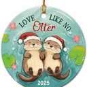 10 x Otter Couple Christmas Ornament 2025 - Love Like No Otter Ceramic Ornament for Christmas Tree, Couple Gifts for Him & Her, Newlyweds, Just Married Keepsake, Ideas