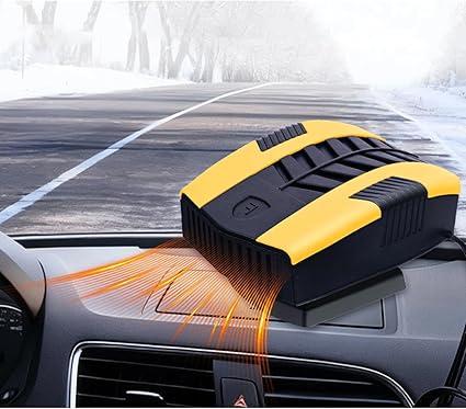 Car Heater, Portable 12V Car Heaters & Defroster, Plug In Car Heater for Windshield Defogger with 360° Rotary Car Heaters (Yellow)