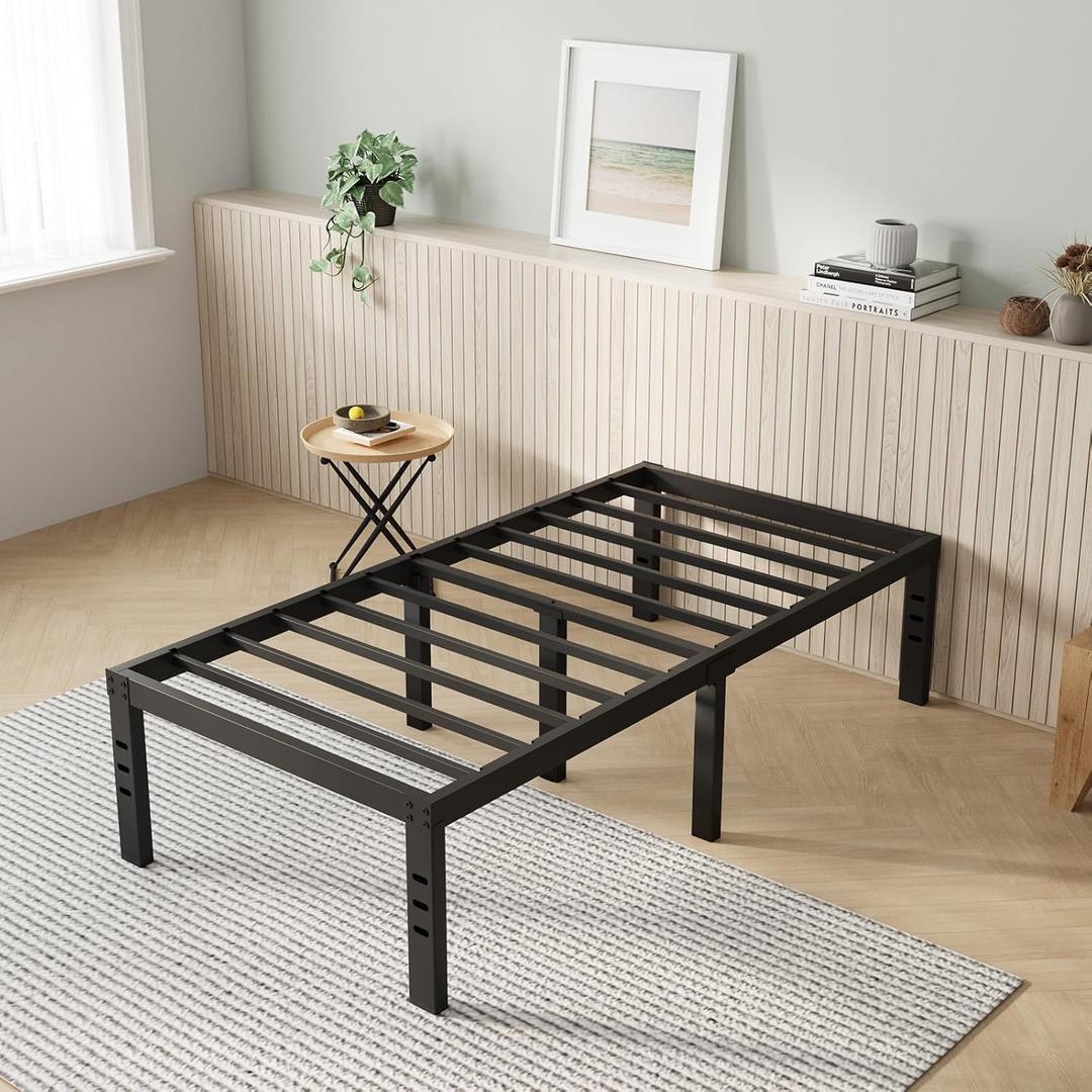 Novilla Twin Bed Frame, 14 Inch Metal Platform Bed Frame Twin Size with Storage Space Under Bed, Heavy Duty Steel Slat Support, Easy Assembly, No Box Spring Needed (Black)