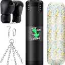 Kids Punching Bag Set, 2.75ft Filled Heavy Bag Kickboxing Bag with 2KG Sponge & 6oz Gloves, Hanging Boxing Bag for Kids Youth Boxing, MMA, Muay Thai, Karate, Martial Art, Home Gym Training