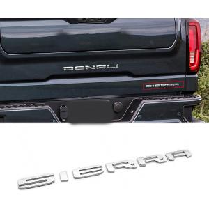1pc 2019-2025 Small Tailgate Sierra Emblem Rear Liftgate Letter Nameplate Badge 3D Compatible with Sierra 1500 2500HD 3500HD At4 23400374 (Chrome)