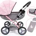 Bayer Dolls 4-in-1 Toy Baby Doll Pram Stroller Cosy Set - Dolls Up to 18" (Pink/Grey)