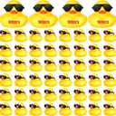 Chivao 100 Pcs Rubber Ducks with Sunglasses in Bulk Mini Yellow Rubber Duck Gifts Squeak Bath Float Bathtub Toys for Cruise Gift Exchange Birthday Party Supplies