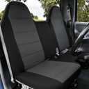 Fioqe 2PCS Double-Layer, Heavy-Duty Composite Fabric Front 60/40 Split Bench Highback Seat Cover for Ford Ranger 1998-2003，60/40 Split Bench Truck Seat Cover-Black