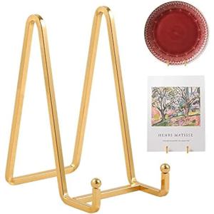 Plate Holder Easel Display Stand - 6 inch Metal Plate Stands for Display - Tabletop Picture Stand - Gold Iron Easels for Display Pictures | Photo Frames | Book | Decorative Plates | Plaque - 4 Pack