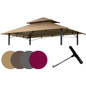 EasyLee 8'x5' Grill Gazebo Canopy Cover - Waterproof Replacement Top with T-Hook,Khaki