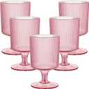 Fun Express Vintage Modern Pink Plastic Ribbed Highball Glasses (8 oz) 12 Pcs. - Perfect for Parties, Weddings, and Special Occasions (EXP 01/01/30)