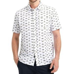M MAELREG Mens Button Down Short Sleeve Shirt Casual Tropical Floral Printed Stylish Dry Fit Mens Hawaiian Shir L