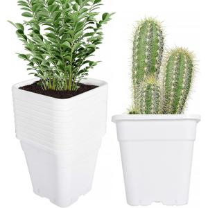 Square Planter Nursery Pots 5.2 Gallon Pots for Plants, Injection Molded Plastic Nursery Pots, Plant Container White 5.2 Gal 10-Pack