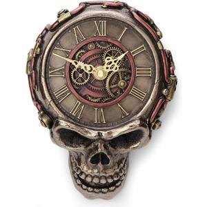 Veronese Design 8.1 Inch Steampunk Flat Skull Mechanical Gage Hanging Wall Clock Antique Bronze Finish Wall Sculpture