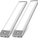 30-LED Under Cabinet Lights,USB Rechargeable Kitchen Cupboard Night Light,Battery Operated Under Counter Closet Lighting,Motion Detector Night Light,Wireless Magnetic Motion Activated Light-2Pack (7.8 in-30LED-2PACK, Silver White Light)