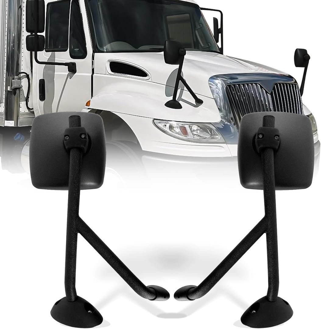 High Soar Hood Mirror for International 4300 Workstar II Black Mirror Assembly Driver and Passenger Side (Fit: International 4300 4400 7400 7600 8500 Durastar Truck)