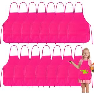 PLULON 30 Pcs Kids Apron Painting Aprons, Kids Aprons for Painting Rose Red Aprons Art Apron Smocks Bulk for Art Activity Craft Home Kitchen Classroom Party Supplies