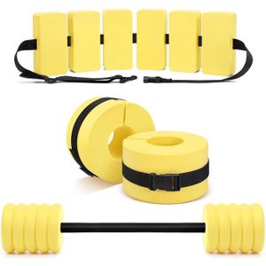 Soulchen Pool Exercise Set Including Long Aquatic Exercise Dumbbells,Pool Ankle Weights,Swim Belt,Water Aerobics Water Aerobics Equipment Set for Full Body Swim Training Kit