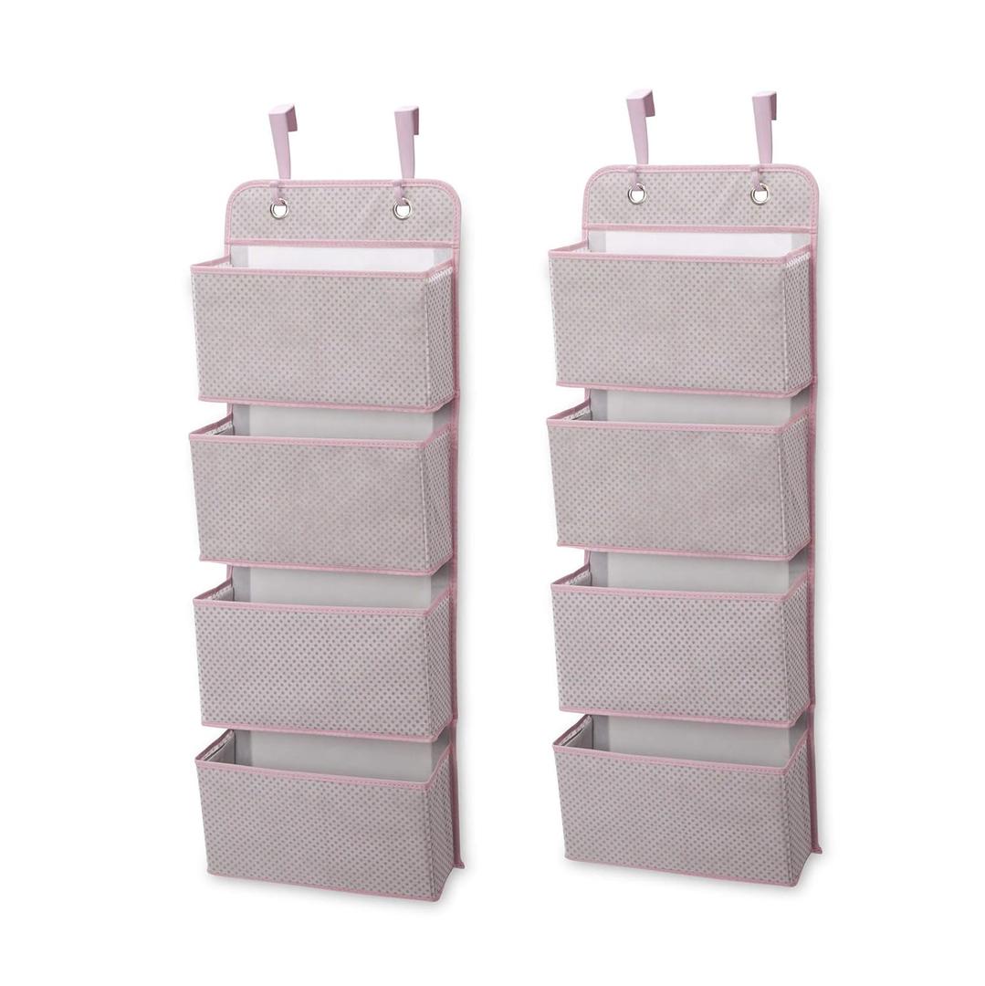 Delta Children 4 Pocket Over The Door Hanging Organizer - 2 Pack, Easy Storage/Organization Solution - Versatile and Accessible in Any Room in the House, Pink