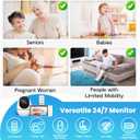 Elderly Monitor with Camera and Audio & Call Button, 2-Way Talk Room Monitors for Elderly, Med Reminder Temp Alert Baby Monitors for Elderly Care & Caregivers, PTZ Camera for Senior Monitoring/No WiFi
