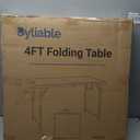 Byliable Folding Table 4 Foot Portable Heavy Duty Plastic Fold-in-Half Utility Table Small Indoor Outdoor Adjustable Height Folding with Carrying Handle, Camping and Party, Black