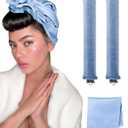 Classic Heatless Curls Overnight Rods No Heat Hair Curlers to Sleep Jumbo Foam Large Hair Rollers for Long Short Hair Heatless Curling Rod Set Styling Tools with Satin Scarf Blue