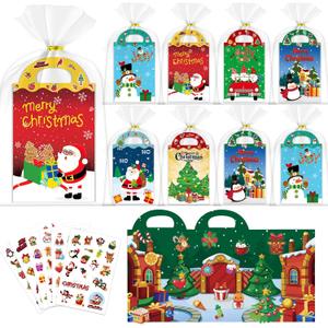 iRugosa hapfyer 24 Pack Reusable Sticker Book for Kids Christmas Party Favors, Mini Christmas Stickers Goodie Bag Stuffers, Activities Sticker Books Travel Toys Toddler Classroom Gifts