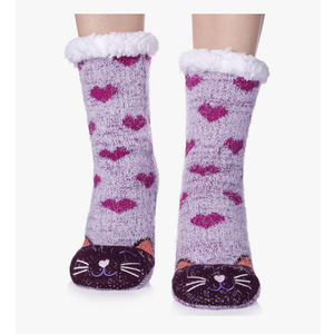 MQELONG Womens Super Soft Cute Cartoon Animal fuzzy Cozy Non-Slip Winter Slipper Socks , Size 7