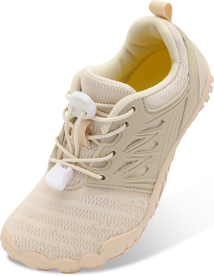 L-RUN Kids Water Shoes Boys Girls Barefoot Water Hiking Shoes Indoor Outdoor Quick Dry Athletic Sneaker Shoes (Beige)