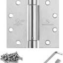 Satin Door Hinges 4.5 Inch Self Closing Hinge Hardware Adjustable Spring Hinges for Commercial Grade Self-Closing, UL Listed 3 Pack (Square/Satin)
