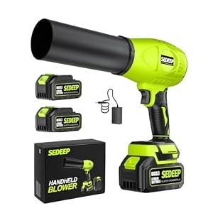 Sedeep Leaf Blower Cordless with Battery and Charger, 980, 000 RPM, Extended Nozzle, Lightweight Handheld Design, Blower for Patio Cleaning, car Blowing Water, Blowing Leaves and Dust