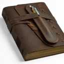 Leather Journal Notebook for Men & Women Daily Vintage Leather Bound Journal Travel Notebook 290 Lined Paper Diary Writing Journal Travelers Scrapbook Poetry Sketchbook Leather Gifts with Pen Holder (8 x 6)