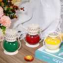 7 x Scented Candles for Home, 3 Pack Retro Lantern Aromatherapy Candles for Balsam Cedar/Apple Cinnamon/Creamy Vanilla, Fall Candle Set, Soy Jar Candle Gifts for Women Men