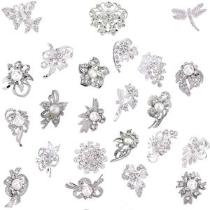 Ezing Lot 24pc Shining Rhinestone Crystal Brooches Pins DIY Wedding Bouquet Kit
