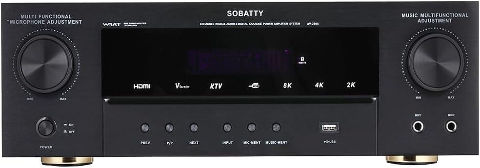 Stereo Receivers,5.1 Channels Audio Amplifier with HDMI,Optical/Coaxial,Bluetooth/USB,RCA,AC-3 Input,Subwoofer Output for Karaoke,Home,Theater Speakers(Non-Dolby/DTS)