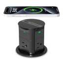 ANNQUAN 3.15" Pop Up Countertop Outlet Wireless Charger 65W USB 800J Black | ETL Listed Max 65W Power Delivery Pop Up Electrical Outlet with 4 Outlets 4 USB Ports for Home Office
