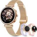 Smart watch for Women (Answer/Make Calls),1.27 Inch Round Smartwatch with 100+ sports modes, Heart Rate/Sleep Monitor Pedometer IP68 Waterproof Activity Fitness Watch for iPhone Android, Rose Gold