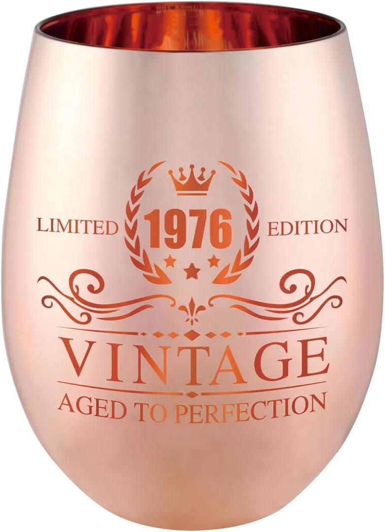 50th Birthday Gifts for Women - Vintage 1976 Wine Glass - 50th Birthday Decorations for Her - Funny Bday Present Ideas