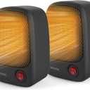 shinic Small Space Heater, 500W Portable Electric PTC Ceramic Heater with Fast Heating, Overheat Protection, Safe and Quiet Personal Heater for Indoor Use, Desk Home Office Bedroom,Black,2 Pack